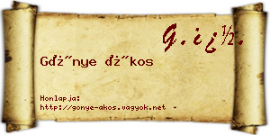 Gönye Ákos névjegykártya